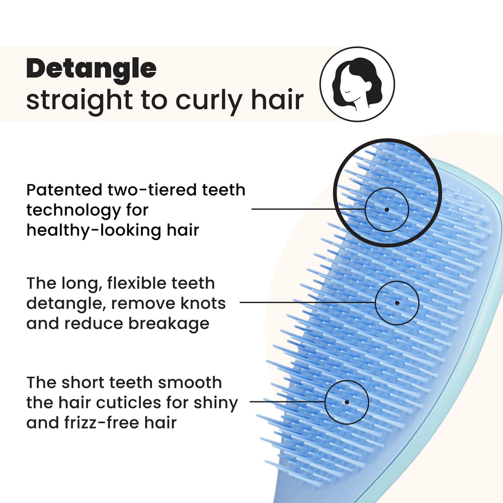 Tangle Teezer Ultimate Detangler on wet hair demonstrates gentle detangling