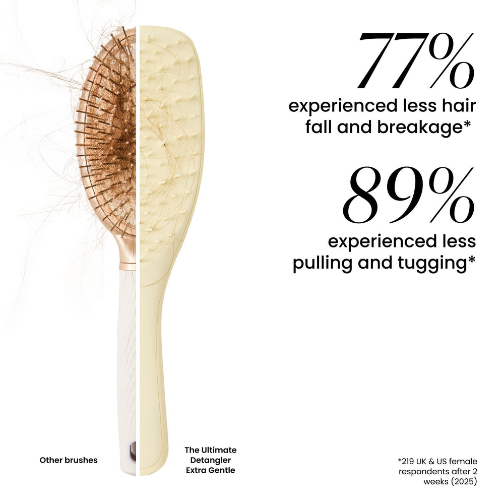 Tangle Teezer chamomile yellow handle emphasizes soothing color and comfortable grip