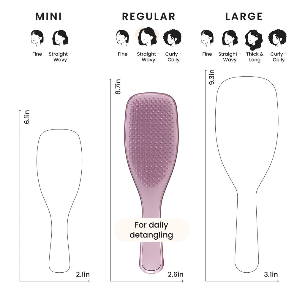 Regular-flex teeth aid detangling on straight to curly hair.