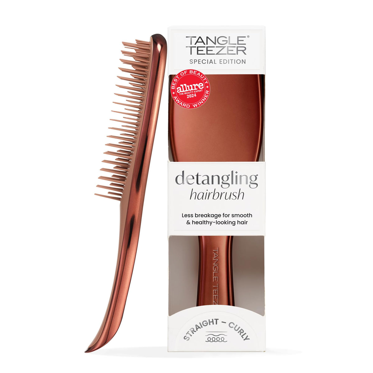 Tangle Teezer Chrome Ultimate Detangler front view with chrome finish for effortless detangling
