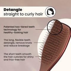 Tangle Teezer Chrome Ultimate Detangler in shower demonstrates water-friendly design for even conditioner distribution