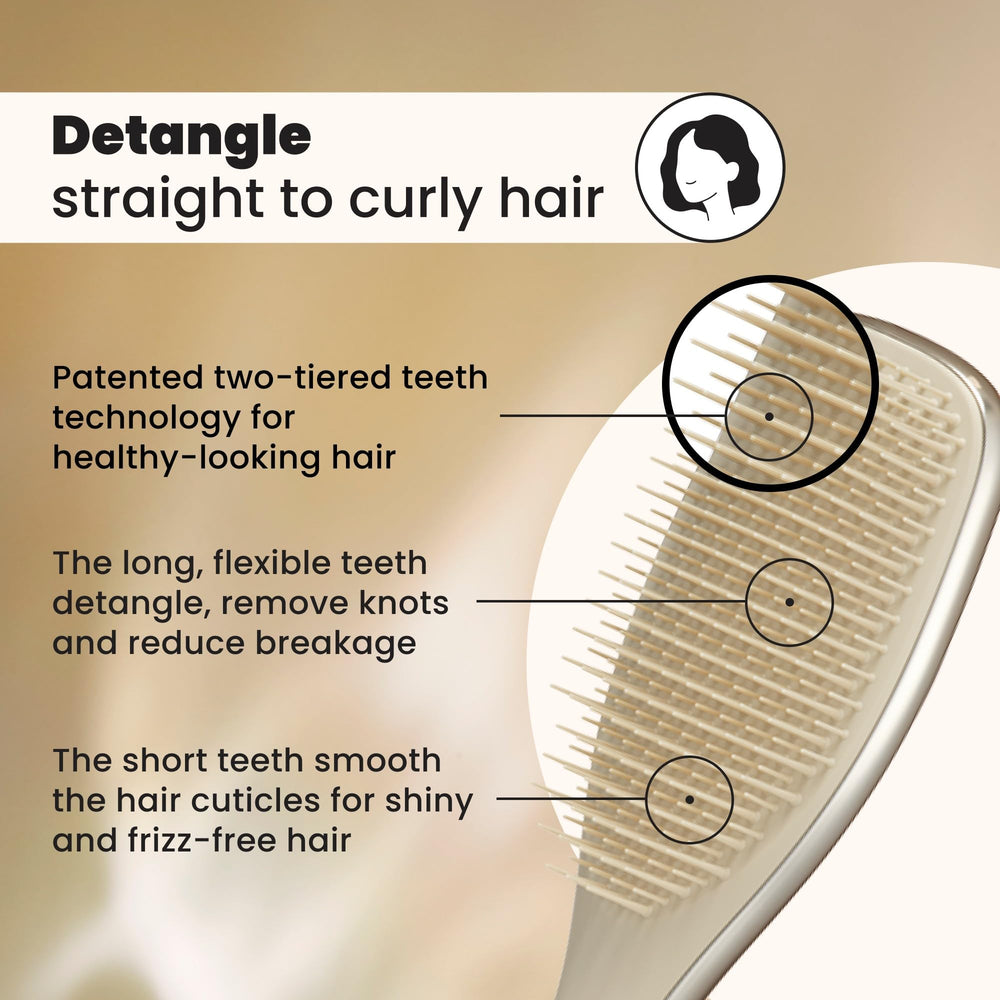Tangle Teezer Chrome Ultimate Detangler in use on wet hair for gentle detangling after shower.