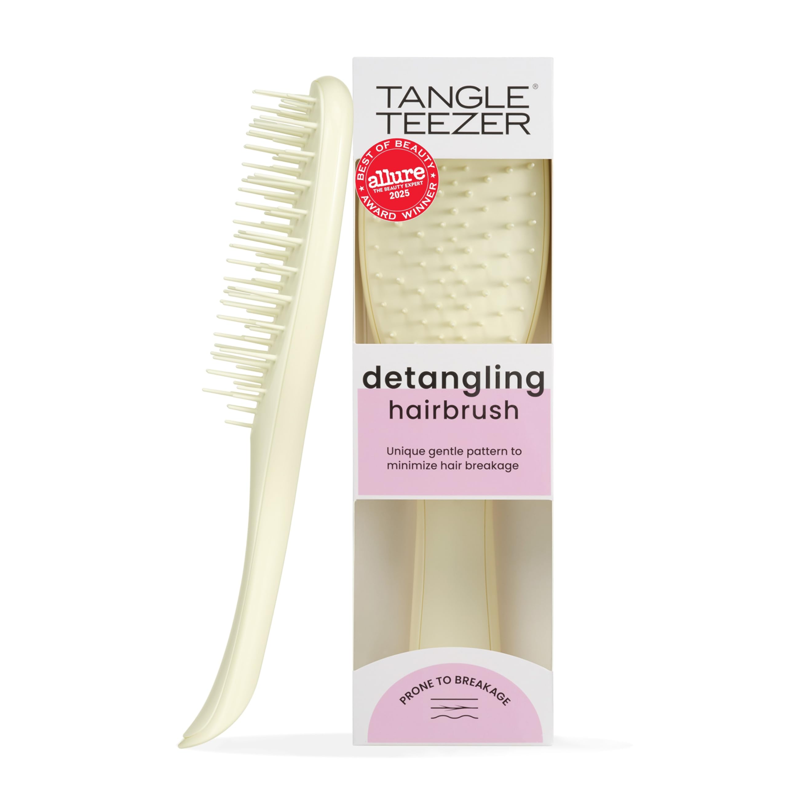 Tangle Teezer Extra Gentle Detangler Brush closeup shows wider teeth for gentle detangling
