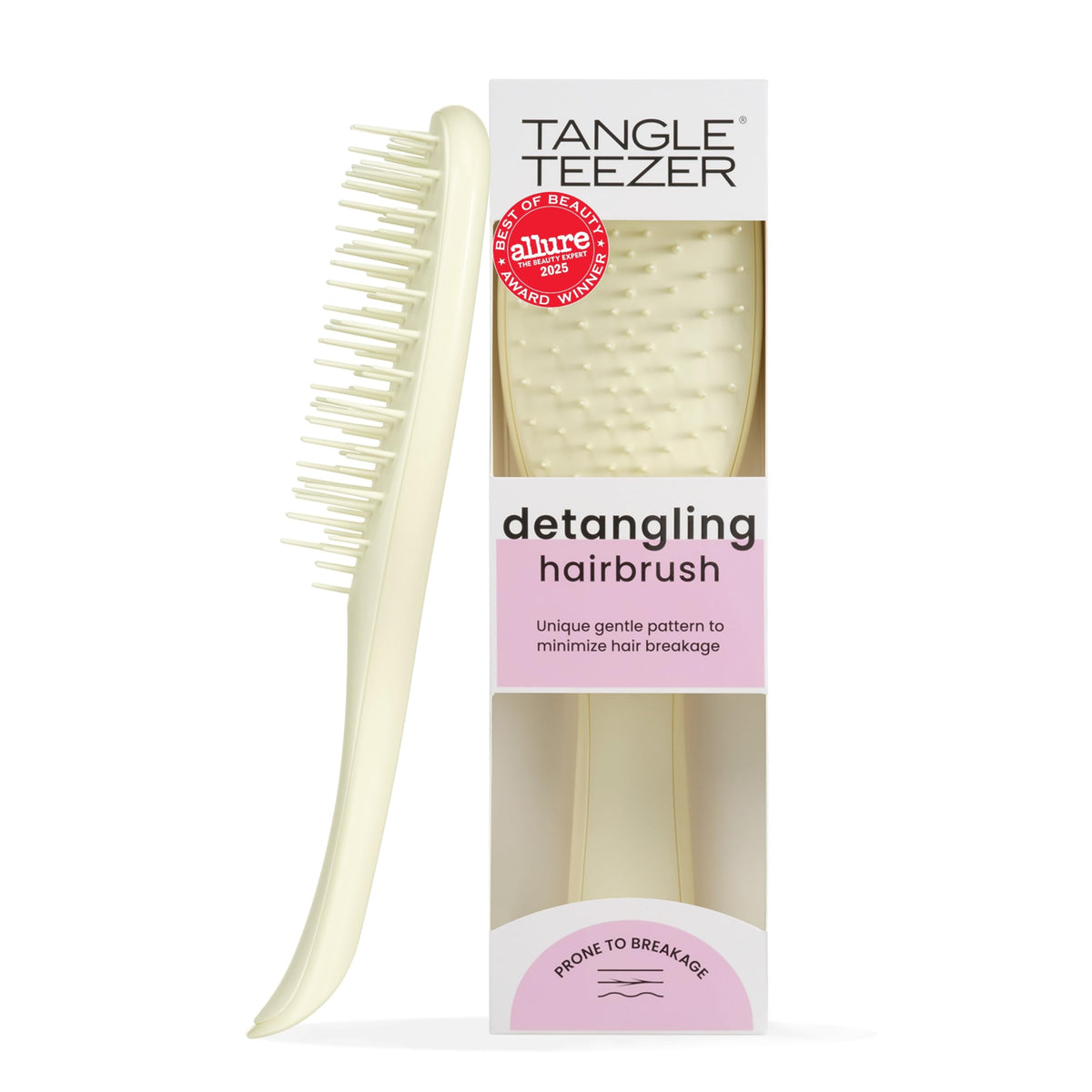 Tangle Teezer Extra Gentle Detangler Brush closeup shows wider teeth for gentle detangling