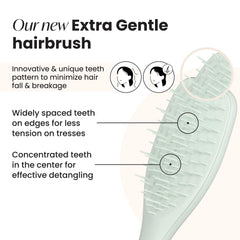 Tangle Teezer Extra Gentle Detangler demonstrates middle bristles pattern reducing tension