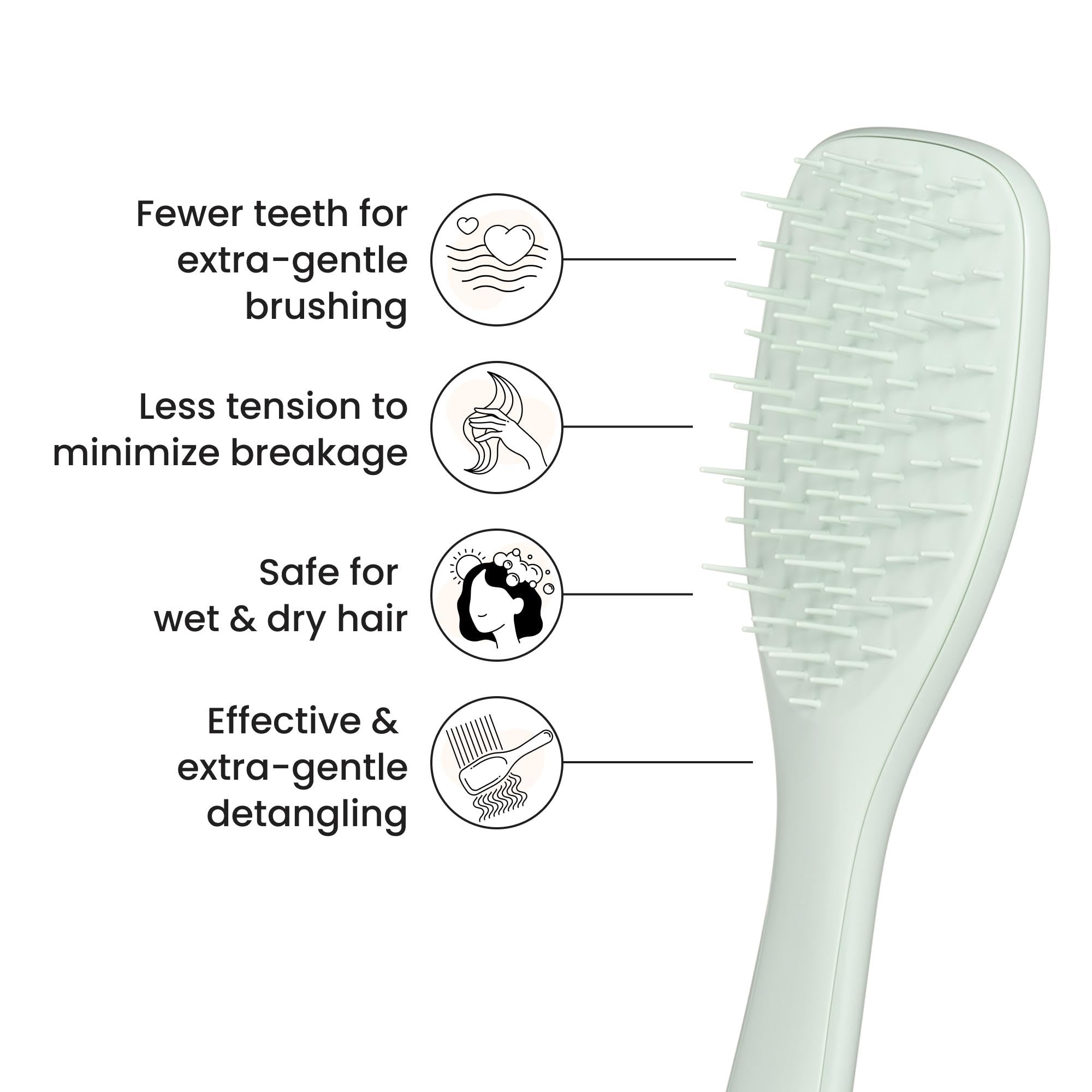 Tangle Teezer used on dry hair with end-to-root brushing to minimize pulling