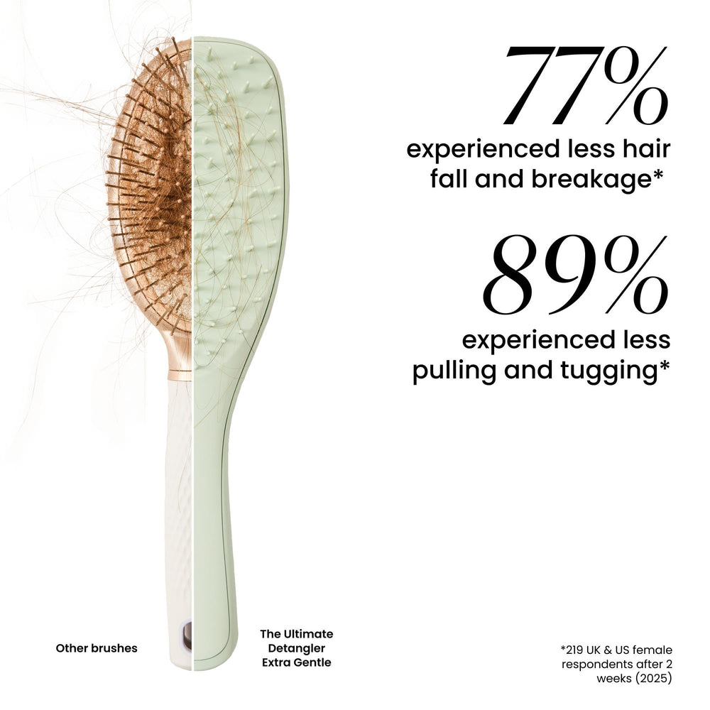 Tangle Teezer packaging illustrates travel-friendly care and gentle detangling