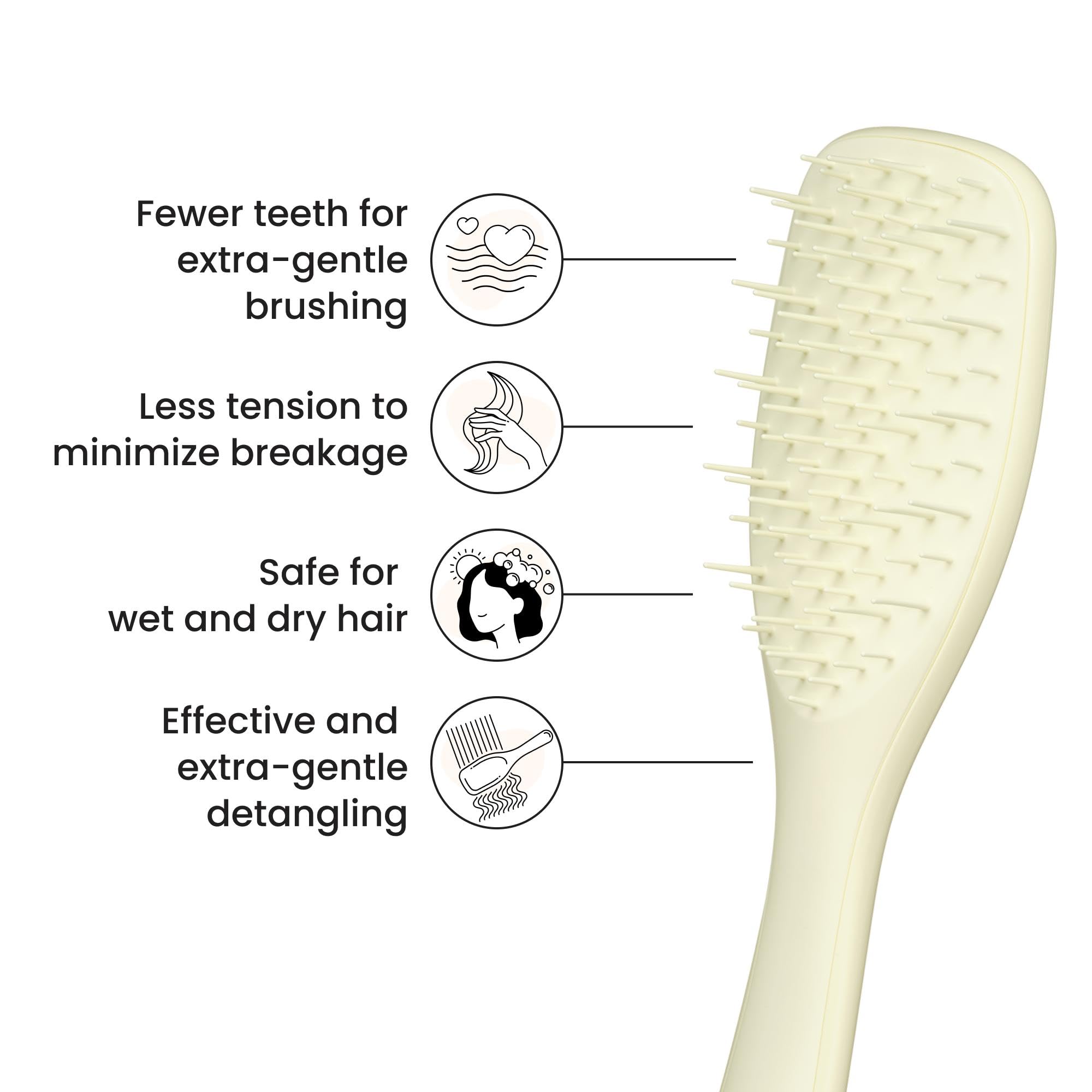 Tangle Teezer on dry hair shows knot-free detangling with minimal pulling