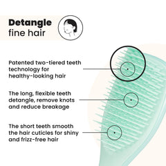 Tangle Teezer Fine & Fragile mini brush in hand for on-the-go detangling.
