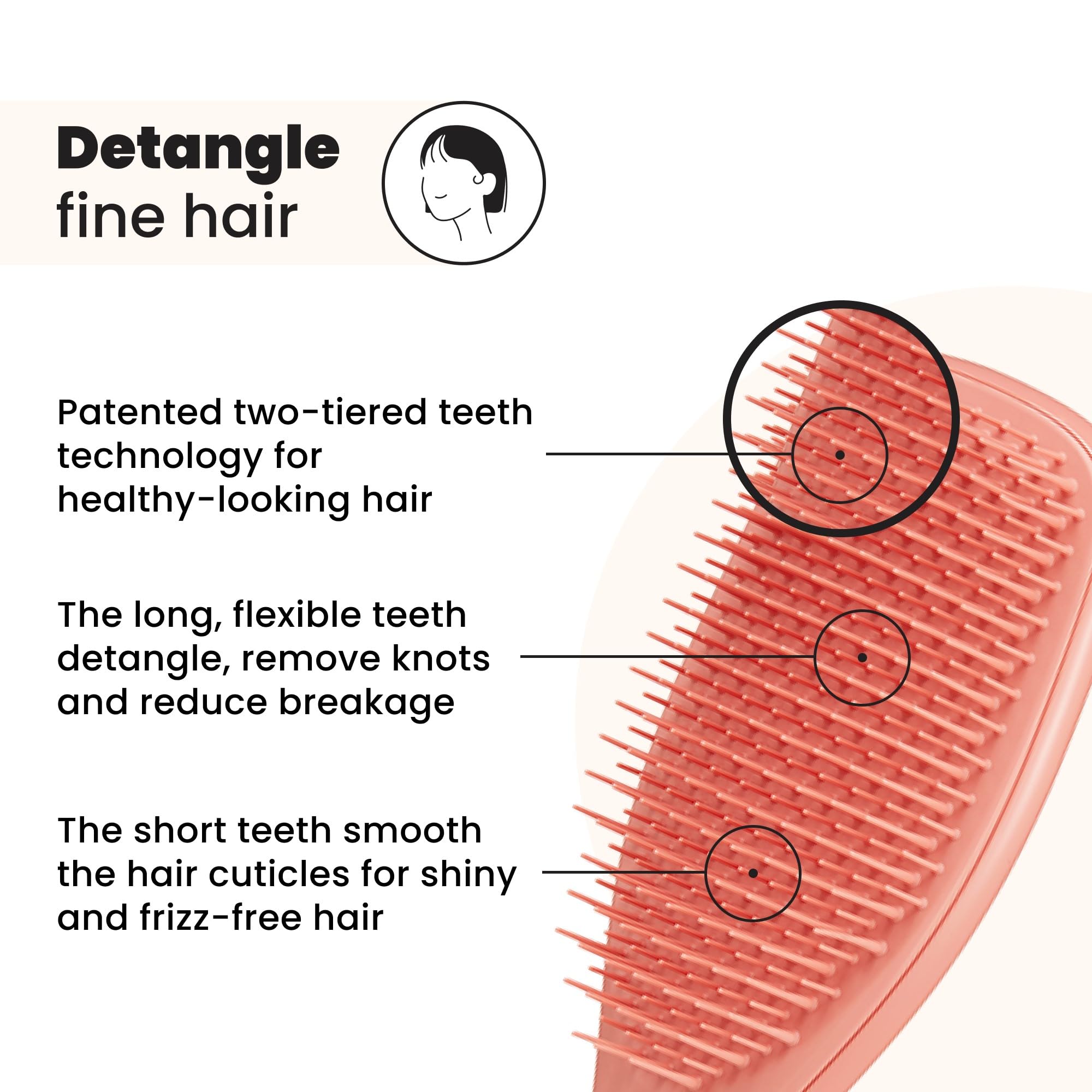 Tangle Teezer Fine & Fragile detangler used on dry hair to reduce breakage
