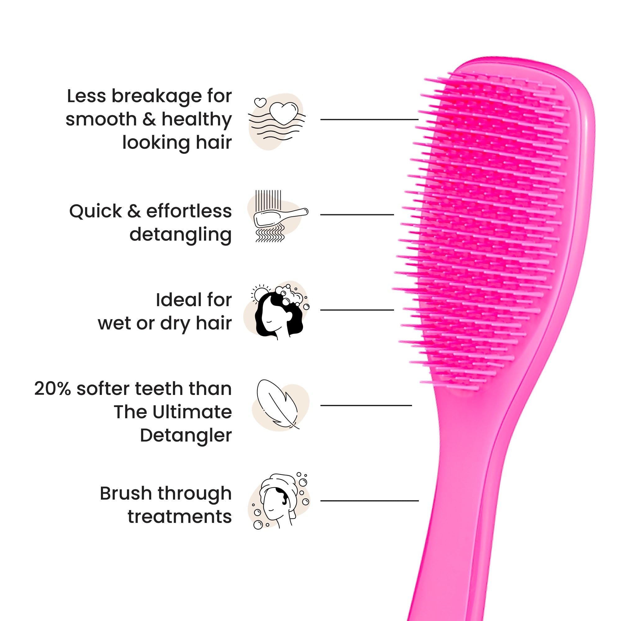 Tangle Teezer Runway Pink brush used on dry hair detangling