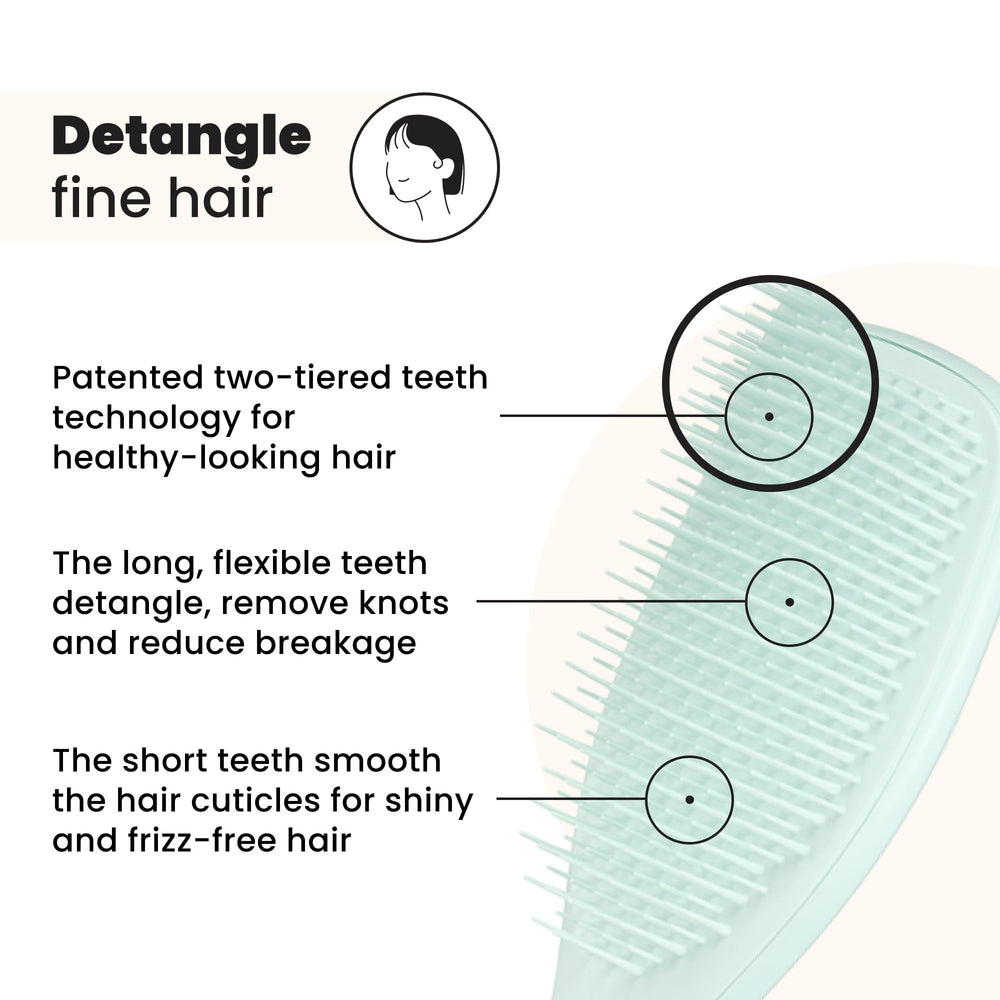 Tangle Teezer Ice Blue brush on wet hair detangling for smoother knots.