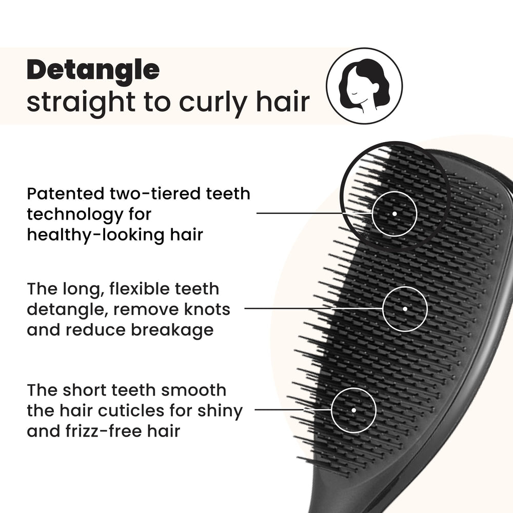 Tangle Teezer Large Ultimate Detangler two-tier teeth design delivers detangling and smoothing.