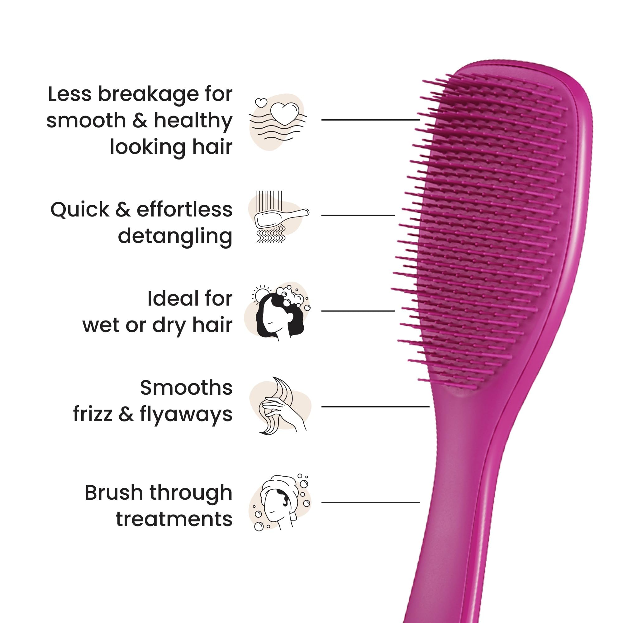 Tangle Teezer long teeth detangling knots with reduced tugging