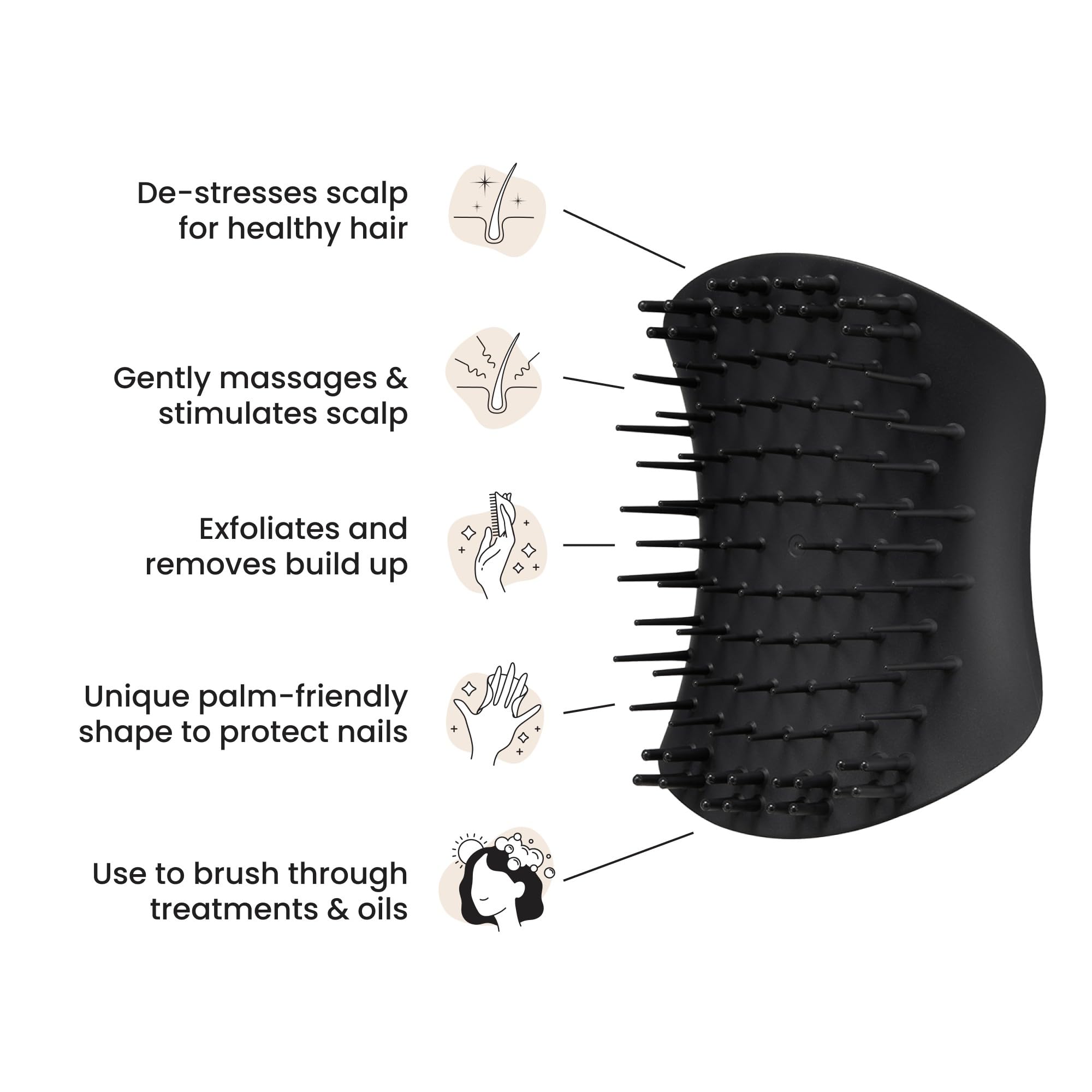 Tangle Teezer Onyx-Black design offers comfortable grip for relaxed washing and detangling prep.