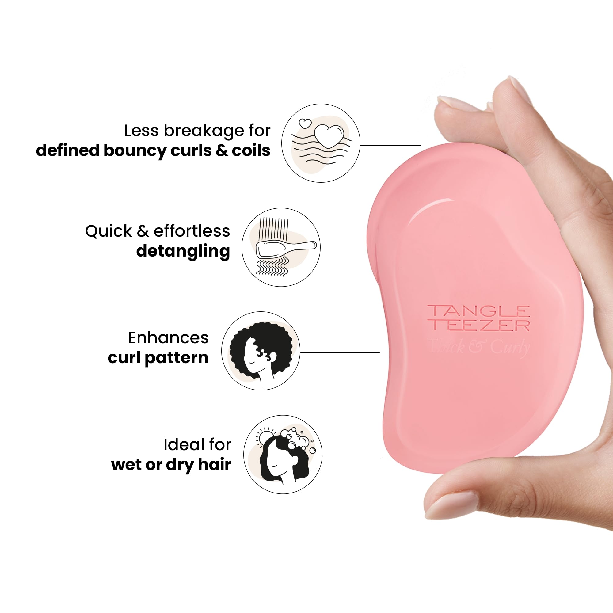 Tangle Teezer Original Detangler Brush 2-Tier Teeth close-up highlights dual-teeth design.