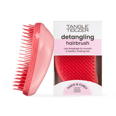 Tangle Teezer Original Detangler Brush Pink Punch angle view for quick detangling and smoother hair.