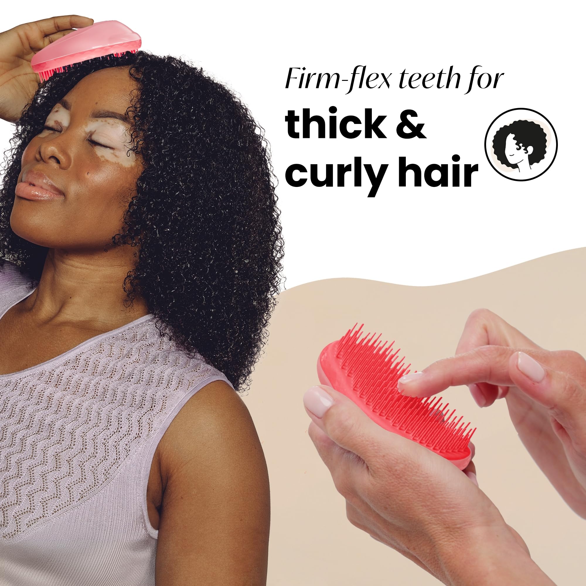 Tangle Teezer Original Detangler Brush Thick Curly Hair aids detangling in textured curls.