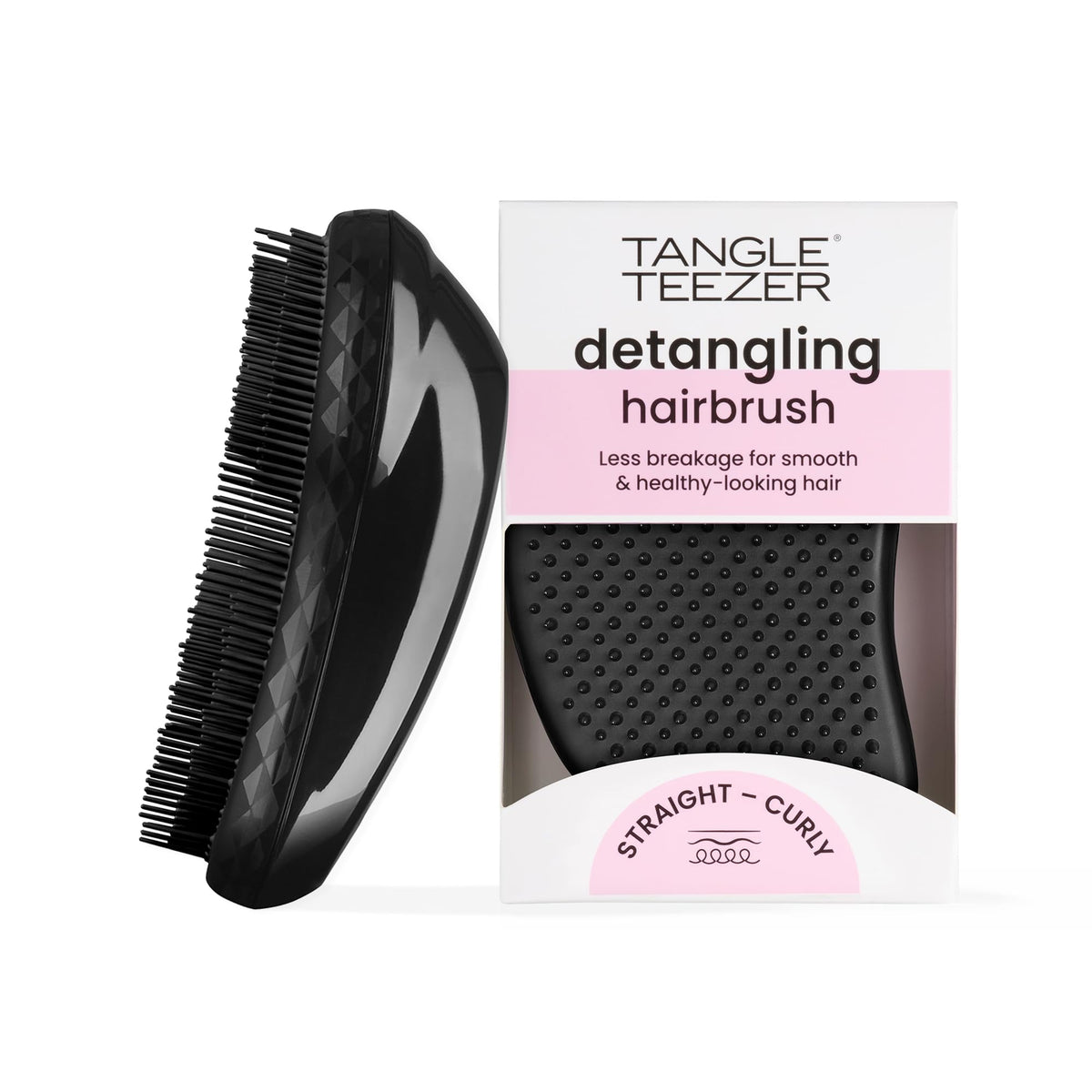 Tangle Teezer Original Detangler Panther Black front view highlights easy detangling for all hair types