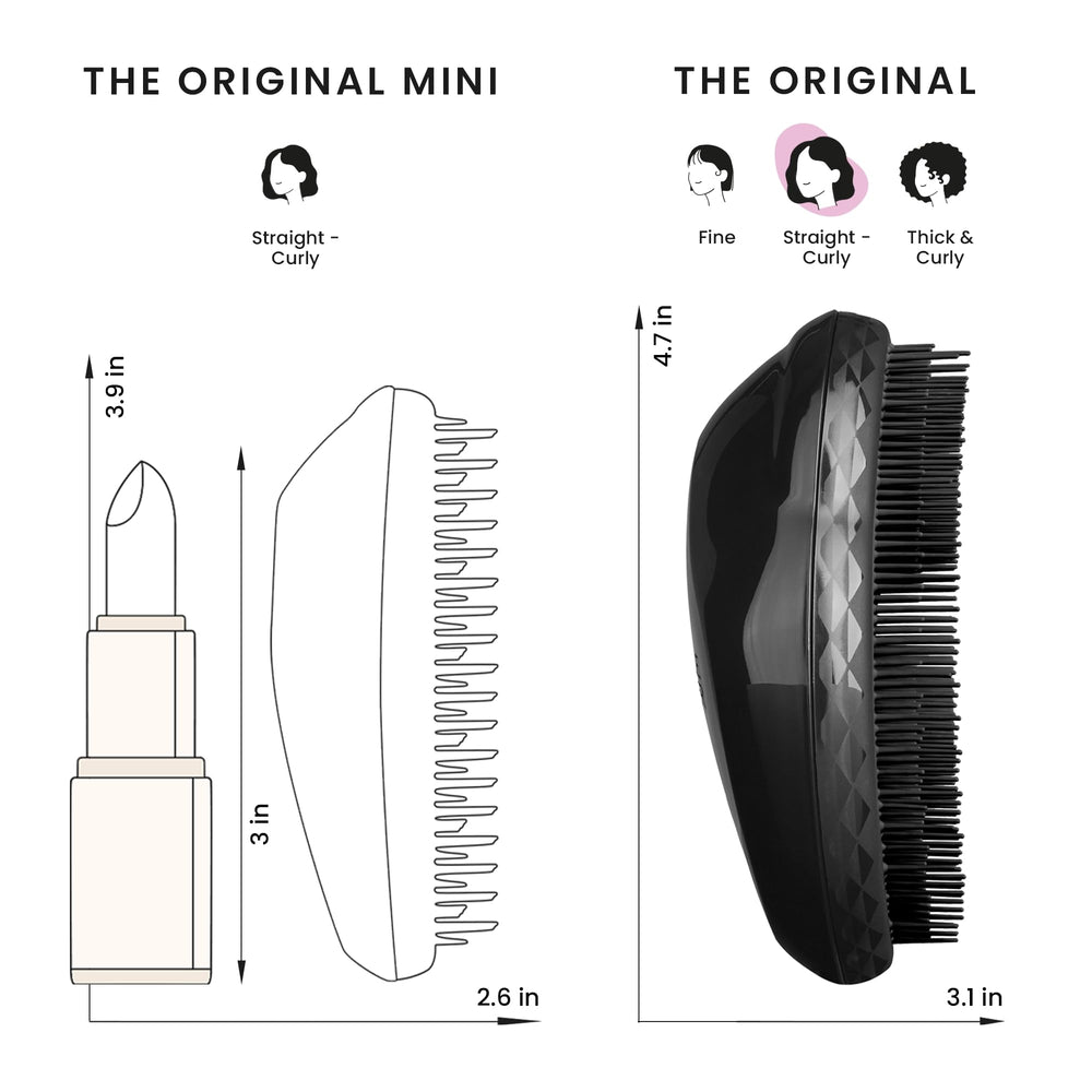 Tangle Teezer Panther Black knots-to-smooth closeup depicts knot removal and surface smoothing