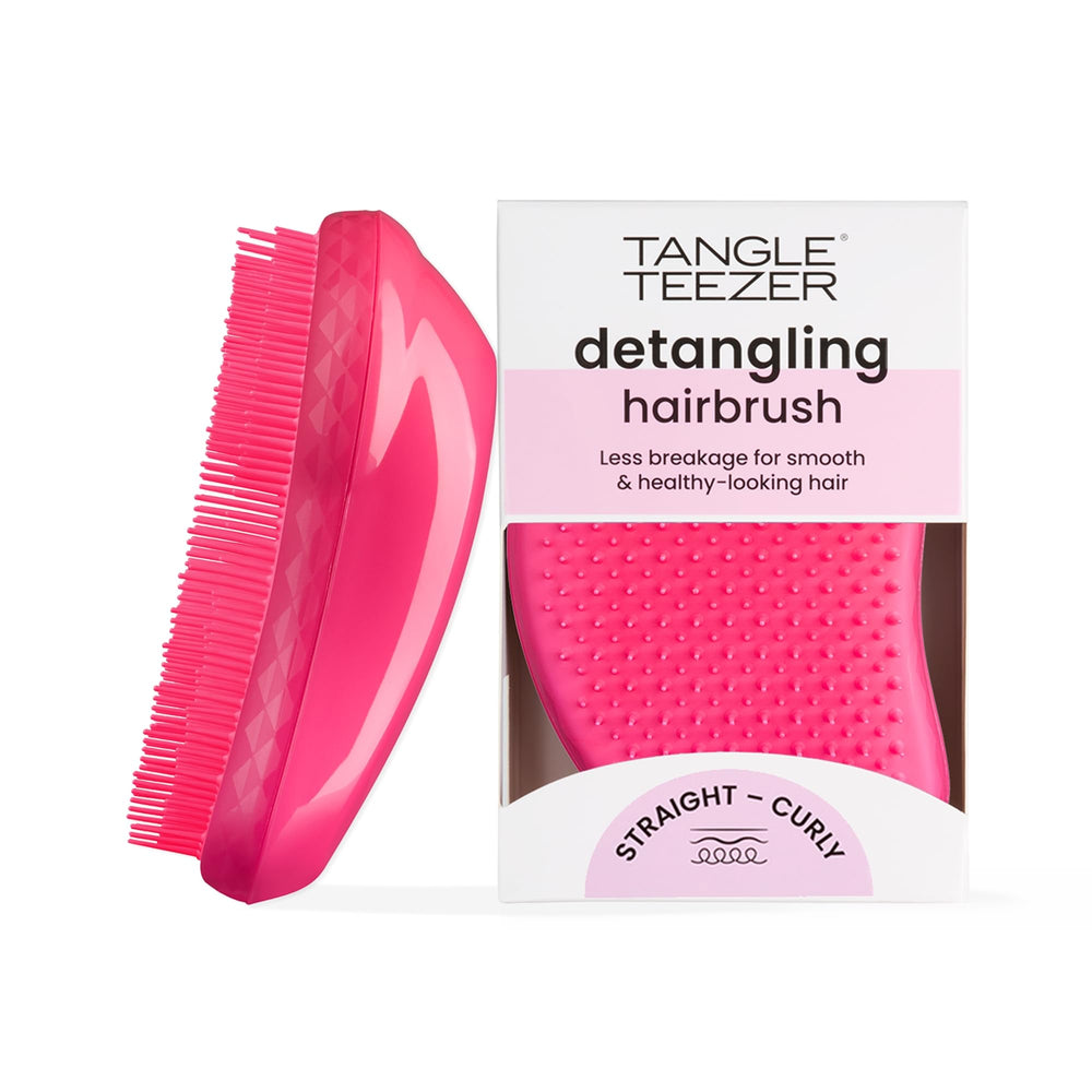 Tangle Teezer Original Pink Fizz front view detangler for smooth, manageable hair