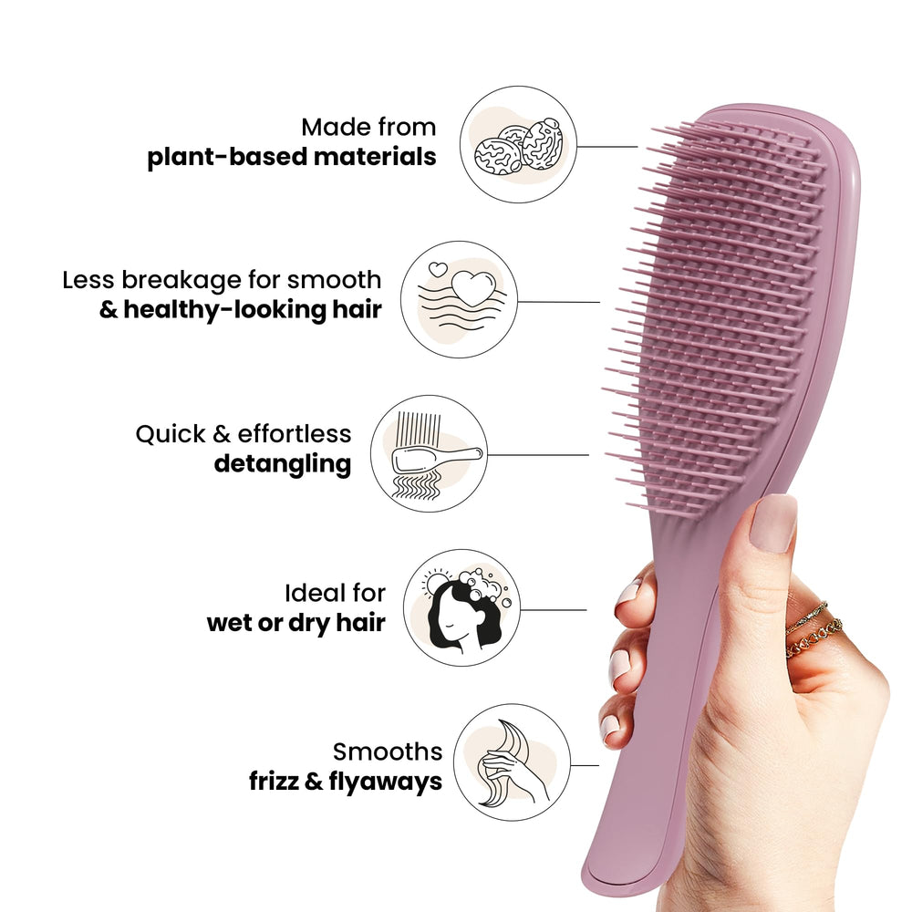 Tangle Teezer Plant-Based Detangler Dry Hair Use demonstrates detangling on dry hair