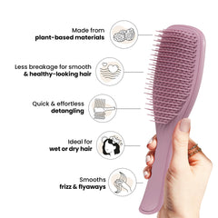 Tangle Teezer Plant-Based Detangler Dry Hair Use demonstrates detangling on dry hair