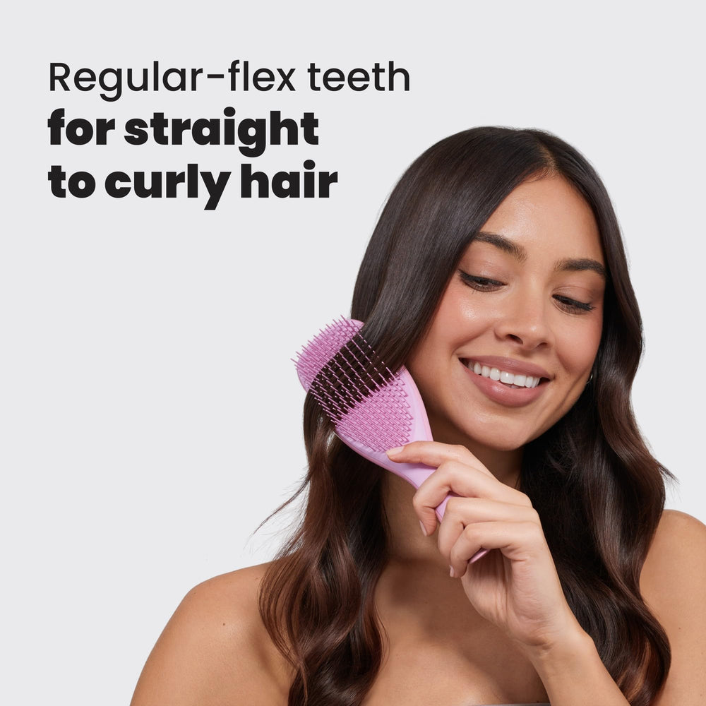 Tangle Teezer soft-teeth close-up for gentle detangling.