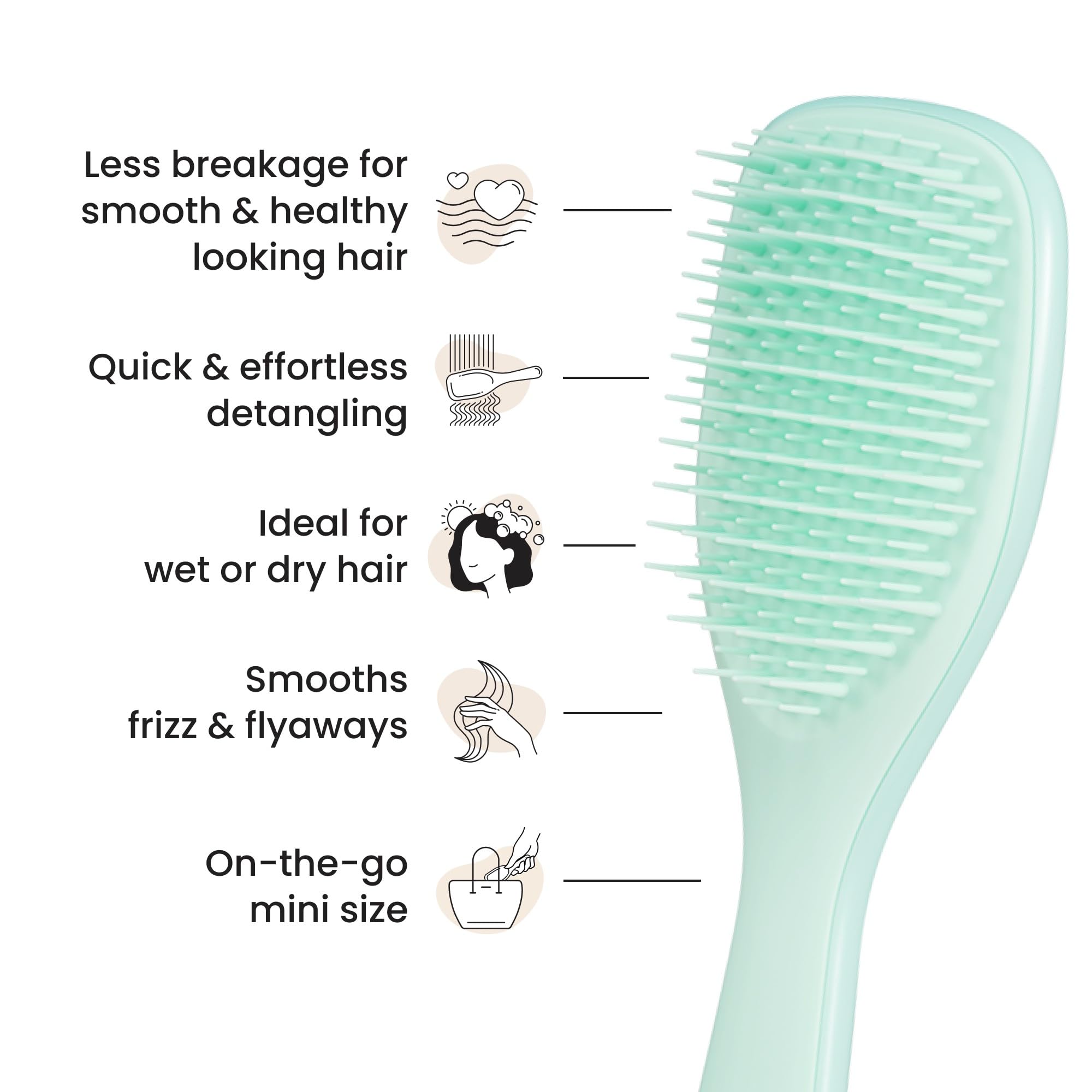 Tangle Teezer travel-size mini brush in purse for mobile detangling.