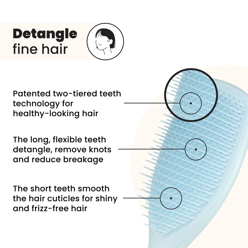 Tangle Teezer two-tier teeth technology close-up, smoother detangling on knots