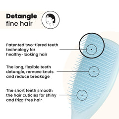 Tangle Teezer two-tier teeth technology close-up, smoother detangling on knots