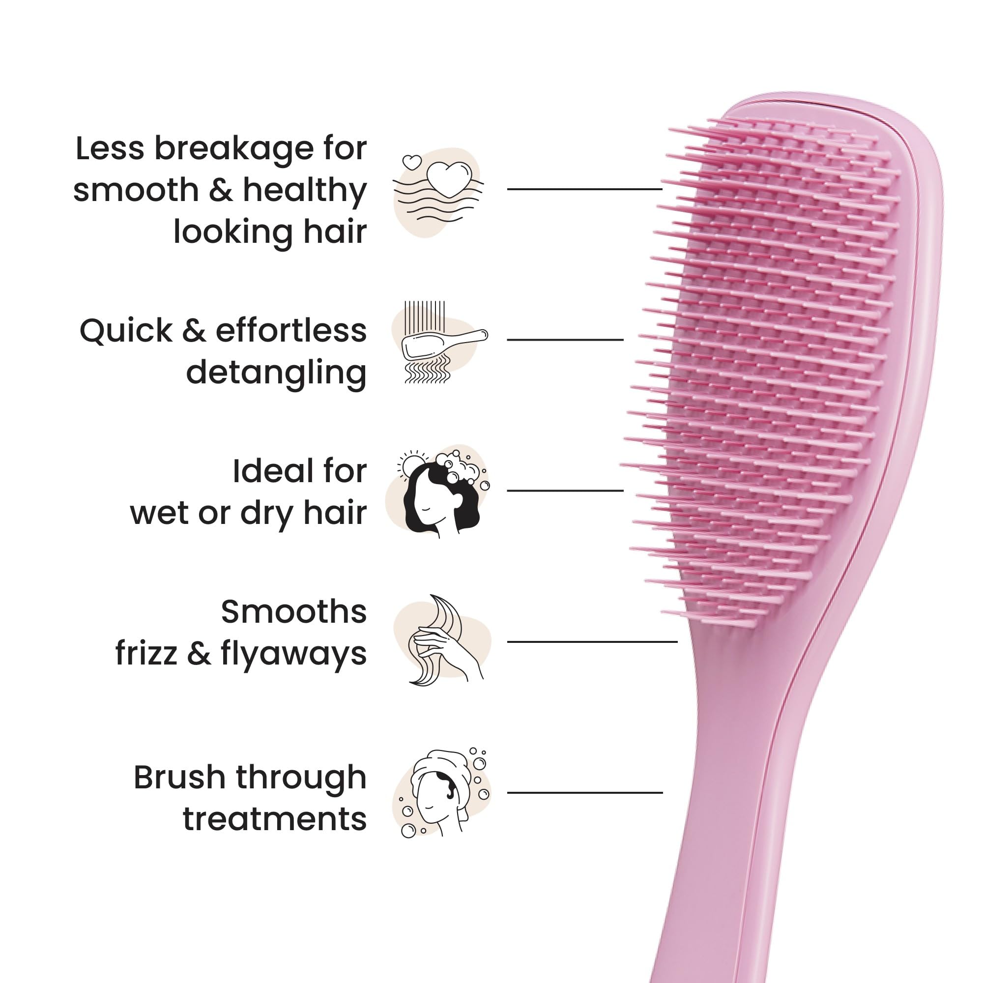 Tangle Teezer two-tier teeth technology close-up showing detangling and smoothing.