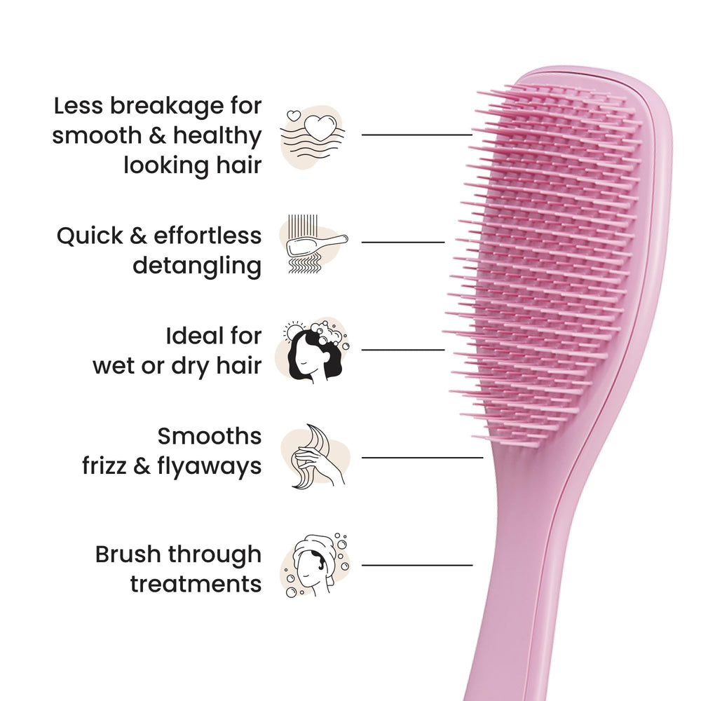Tangle Teezer two-tier teeth technology close-up showing detangling and smoothing.
