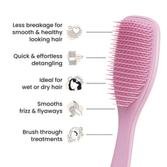 Tangle Teezer two-tier teeth technology close-up showing detangling and smoothing.