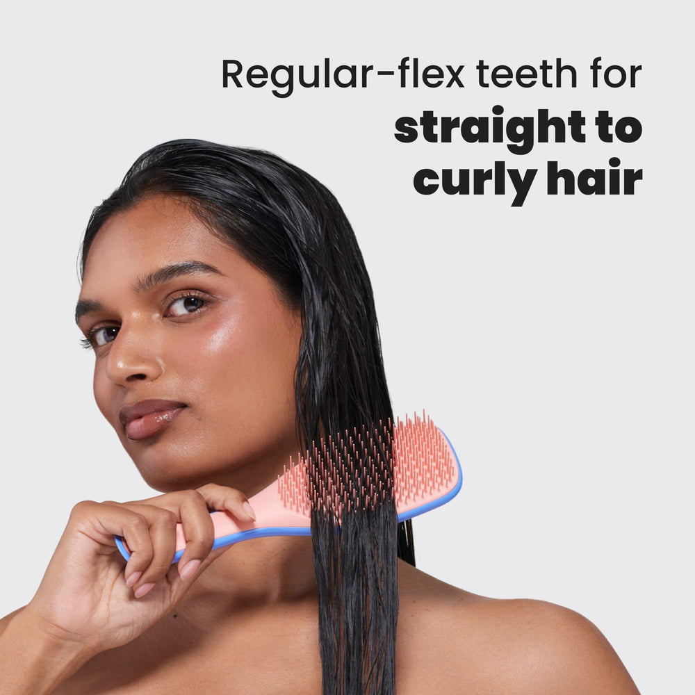 Tangle Teezer Ultimate Detangler Brush Apricot Blaze packaging transition representing sustainability.