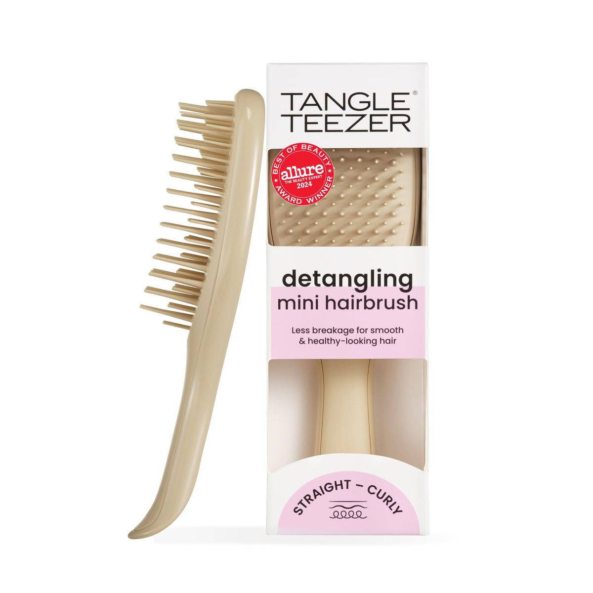 Tangle Teezer Ultimate Detangler brush close-up showing two-tier teeth for gentle detangling