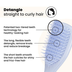 Tangle Teezer Ultimate Detangler Digital Lavender in hand for travel-friendly hair care.