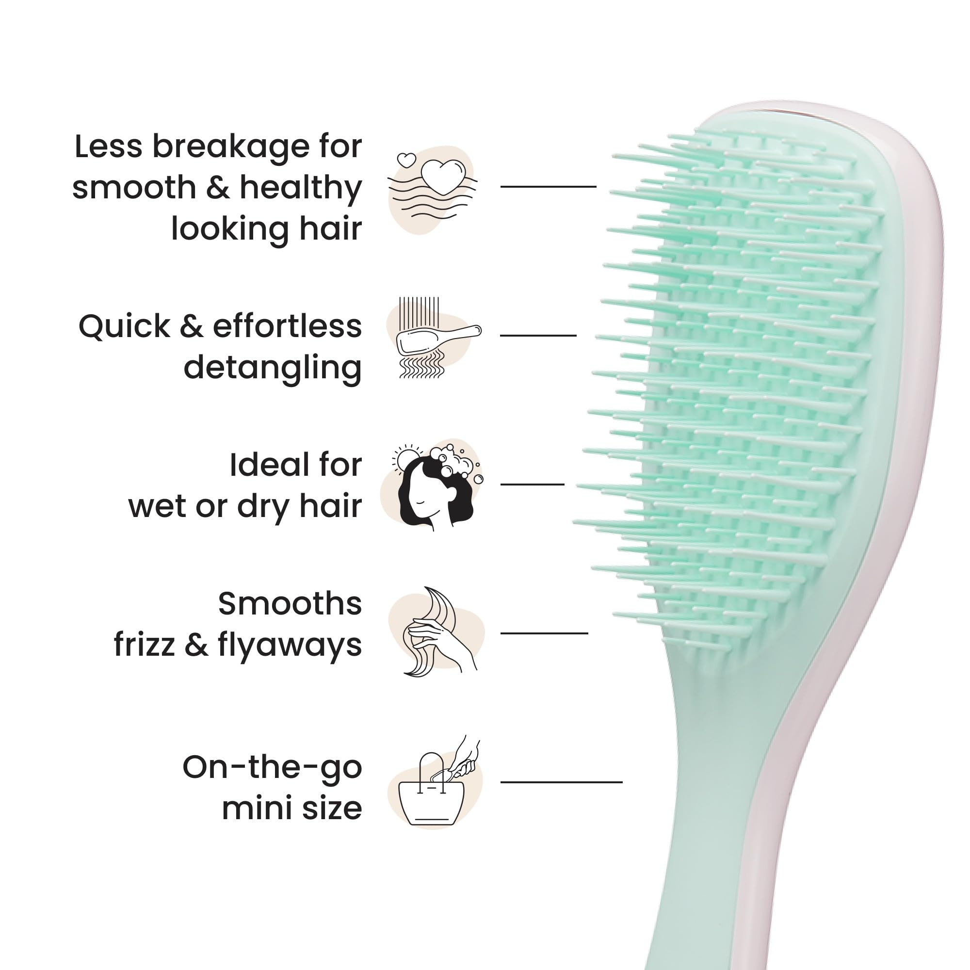 Tangle Teezer Ultimate Detangler on dry hair demonstrates smooth glide and frizz control.