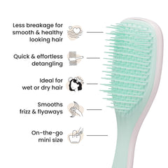 Tangle Teezer Ultimate Detangler on dry hair demonstrates smooth glide and frizz control.