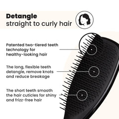 Tangle Teezer Ultimate Detangler on dry hair reduces breakage and frizz for a polished finish.