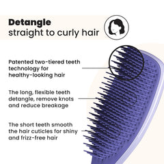 Tangle Teezer Ultimate Detangler on dry hair demonstrates smooth strands.