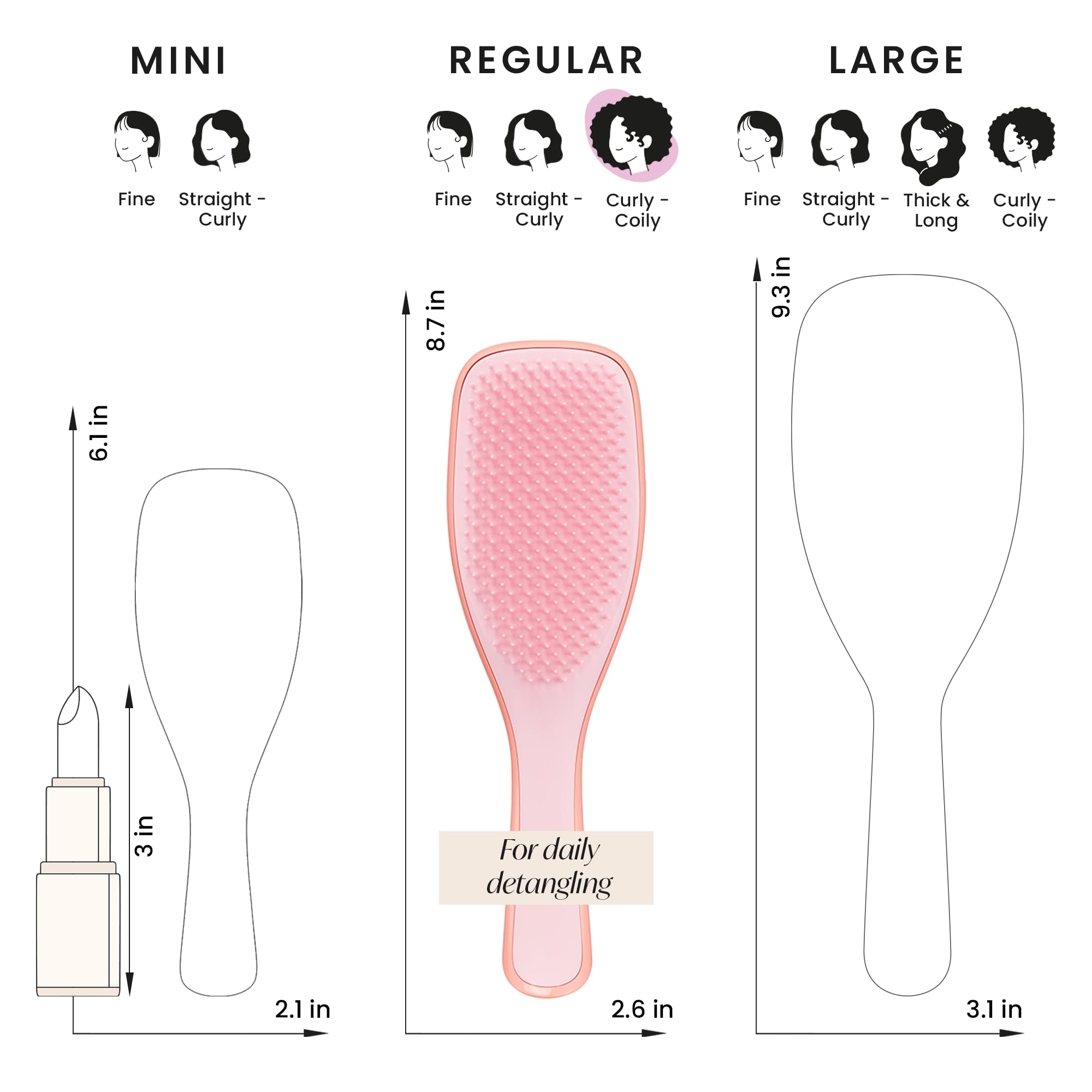 Tangle Teezer grips comfortably for confident styling on curly hair.