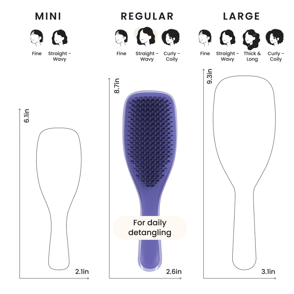 Tangle Teezer Ultimate Detangler brush after use shows reduced breakage potential with gentle brushing.