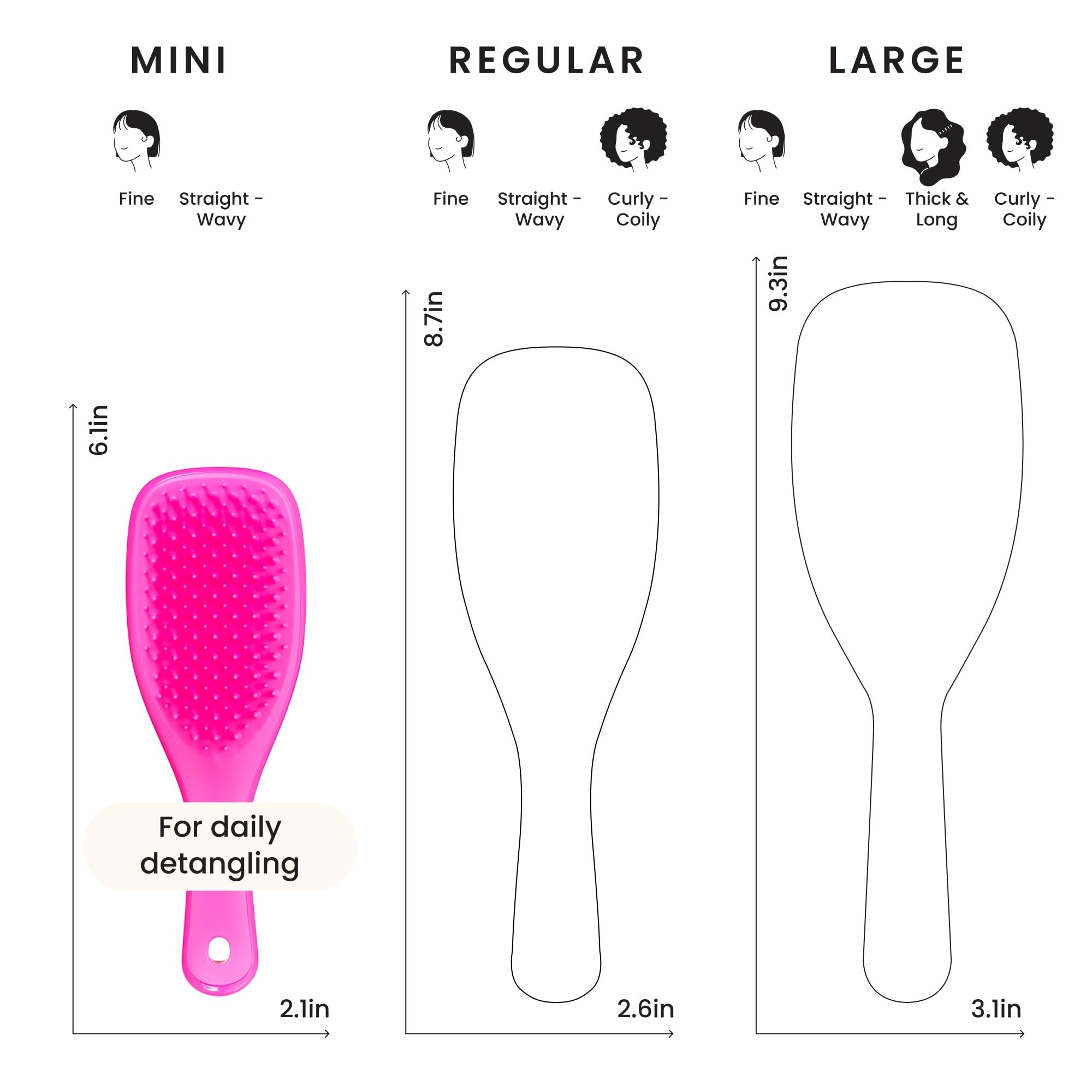 Tangle Teezer Runway Pink smooths strands for frizz-free styling on-the-go.