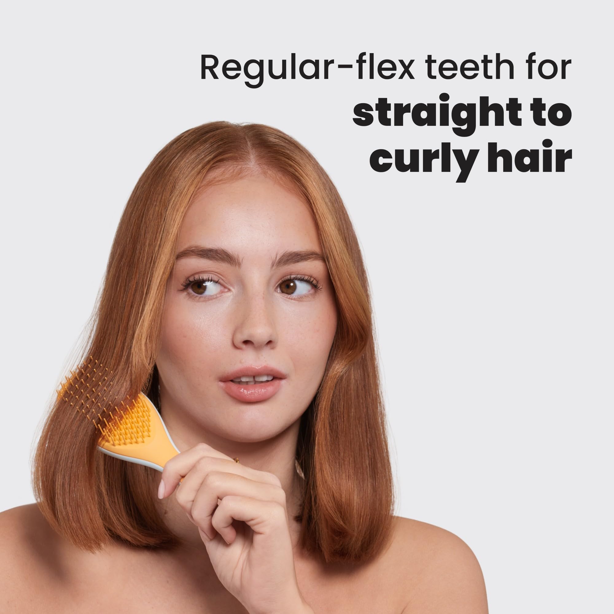 Tangle Teezer detangler close-up demonstrates efficient knot removal for smoother hair.