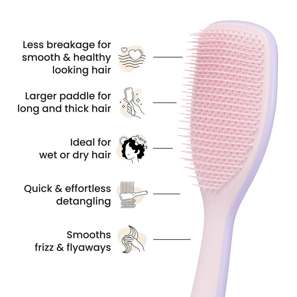 Tangle Teezer Ultimate Detangler pink-purple-design showcases stylish color plus frizz-free results.