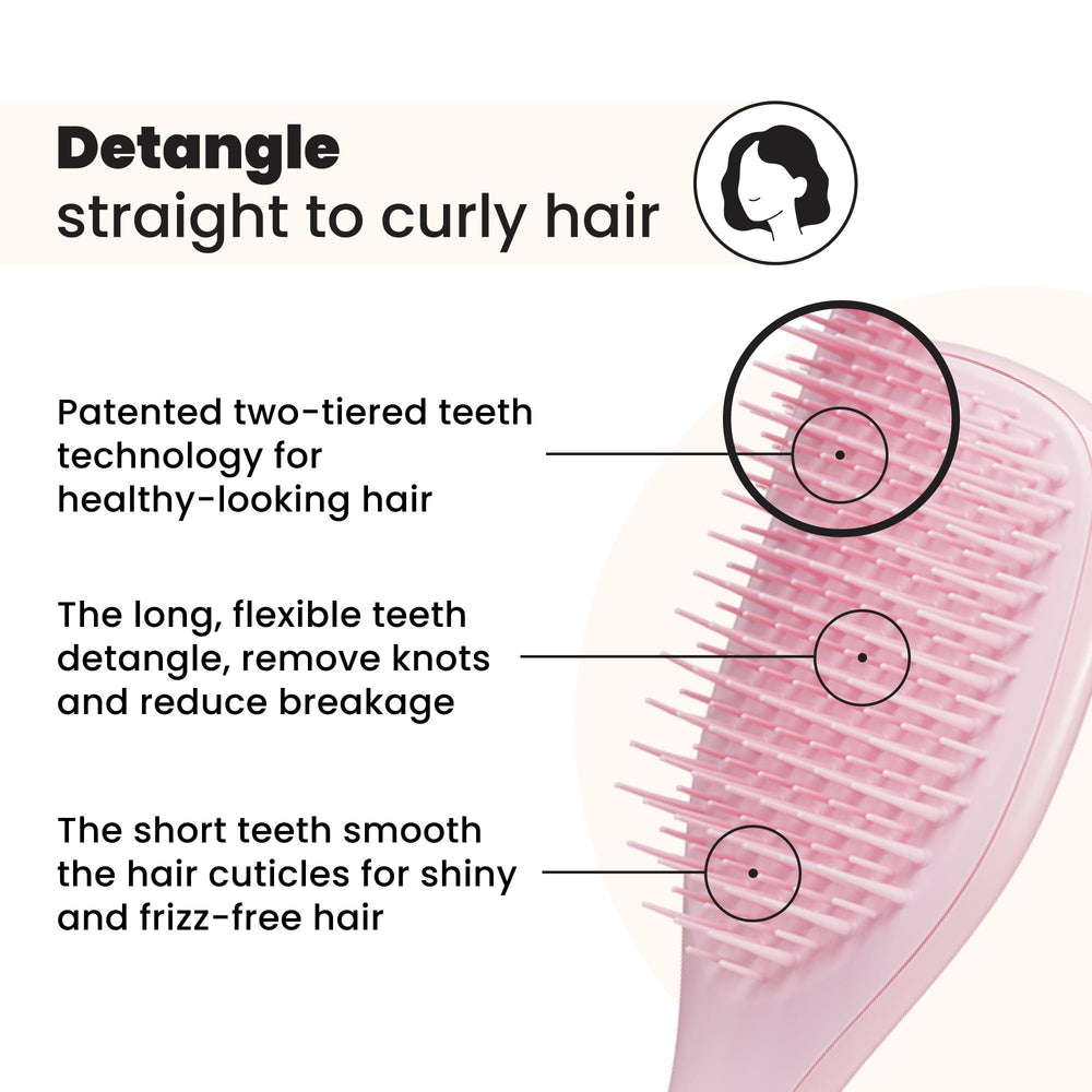 Tangle Teezer teeth close up showing long and short teeth detangling and smoothing