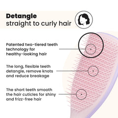 Tangle Teezer Ultimate Detangler teeth-closeup highlights two-tier teeth reducing breakage while detangling knots.