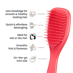 Travel-size compact Tangle Teezer Ultimate Detangler fits in purse