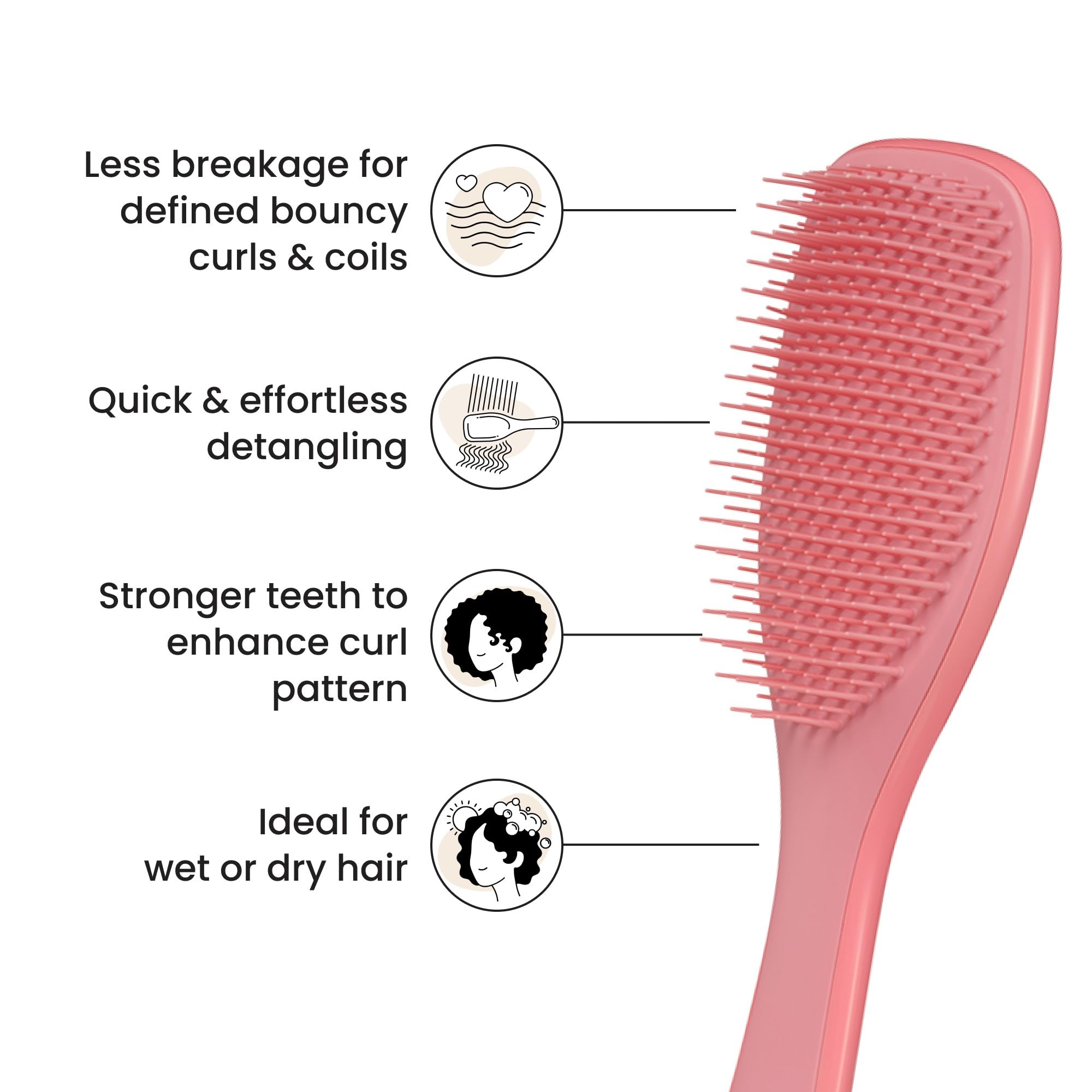 Tangle Teezer Ultimate Detangler two-tier teeth close-up emphasizes longer firmer teeth.